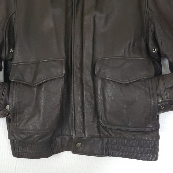 Vtg 80s Wilsons Leather Jacket Men's L A 2 Bomber Flight Motorcycle Brown Heavy. - Picture 11 of 15